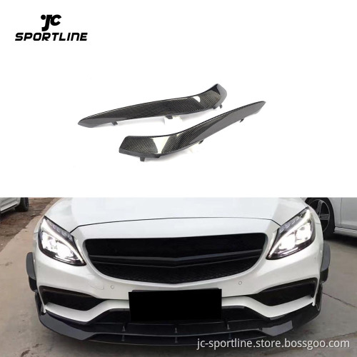 Carbon Fiber Front Fog Lamp Mesh Mask Trims for Mercedes Benz C-Class W205 C63 AMG 15-17